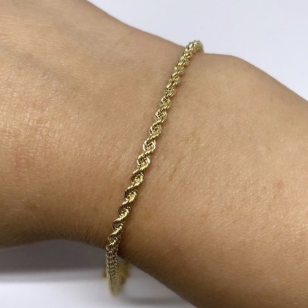 10K gold 2.5 mm rope bracelet